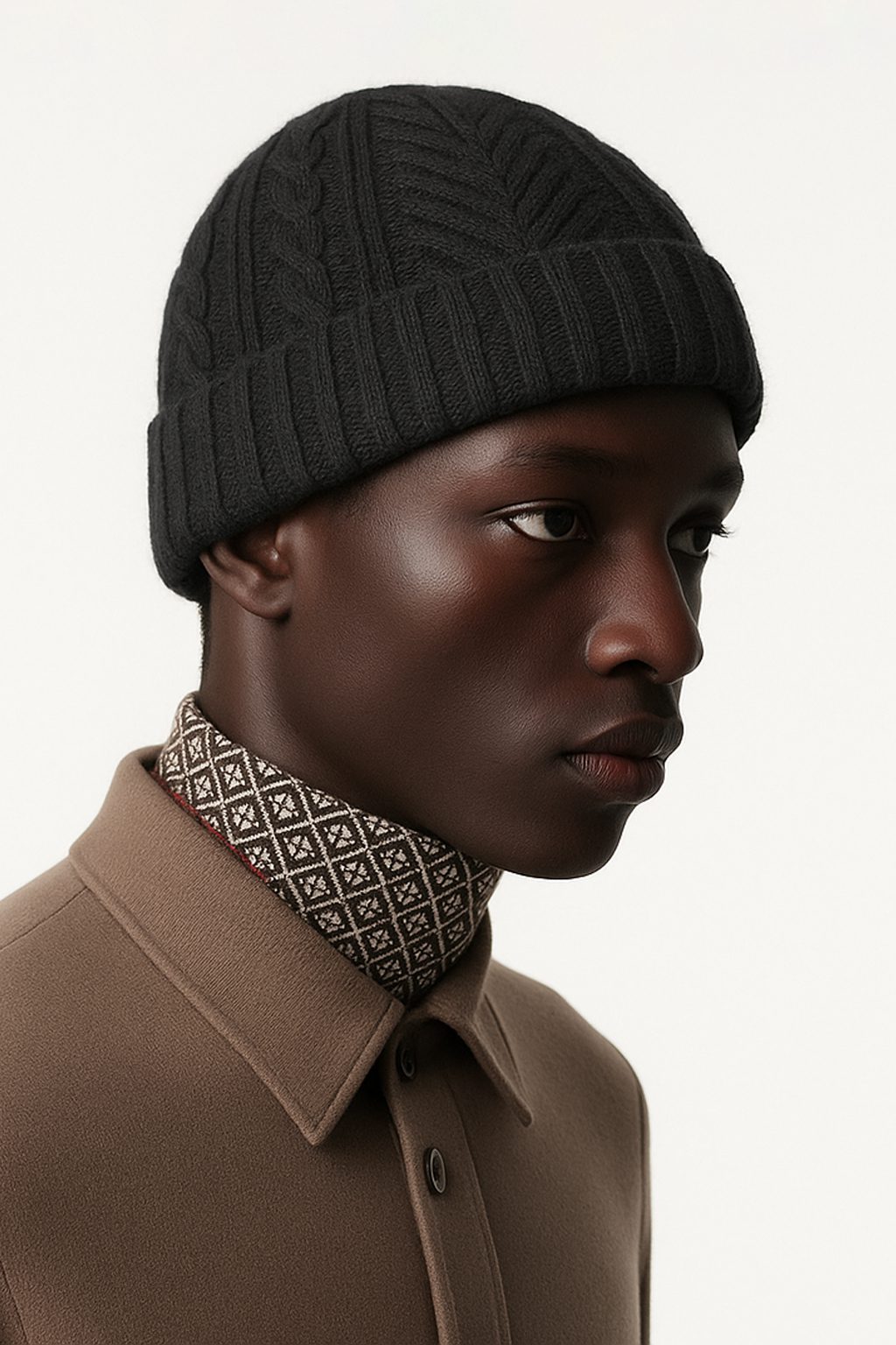 Dark Gray Cable-Knit Beanie