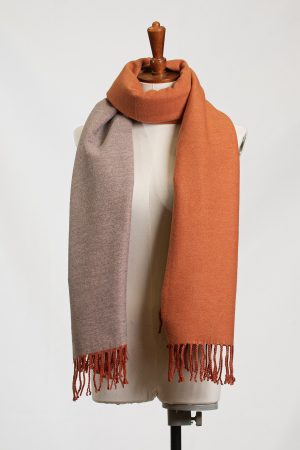Rust Ember Two-Tone Cozy Winter Scarf