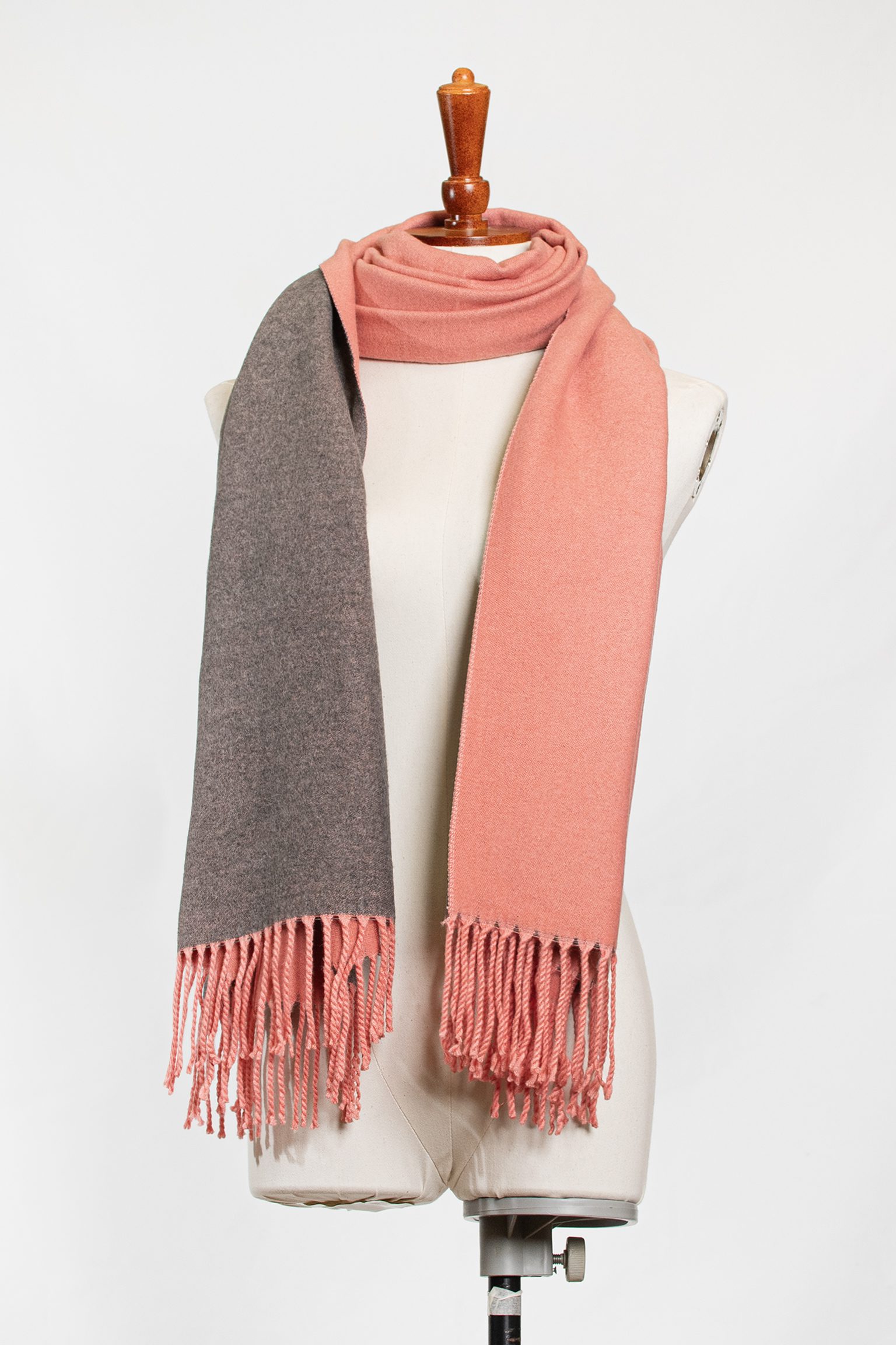 Rosewood & Charcoal Dual-Tone Fringe Scarf