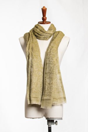 Golden Sage Floral Jacquard Soft-Weave Scarf