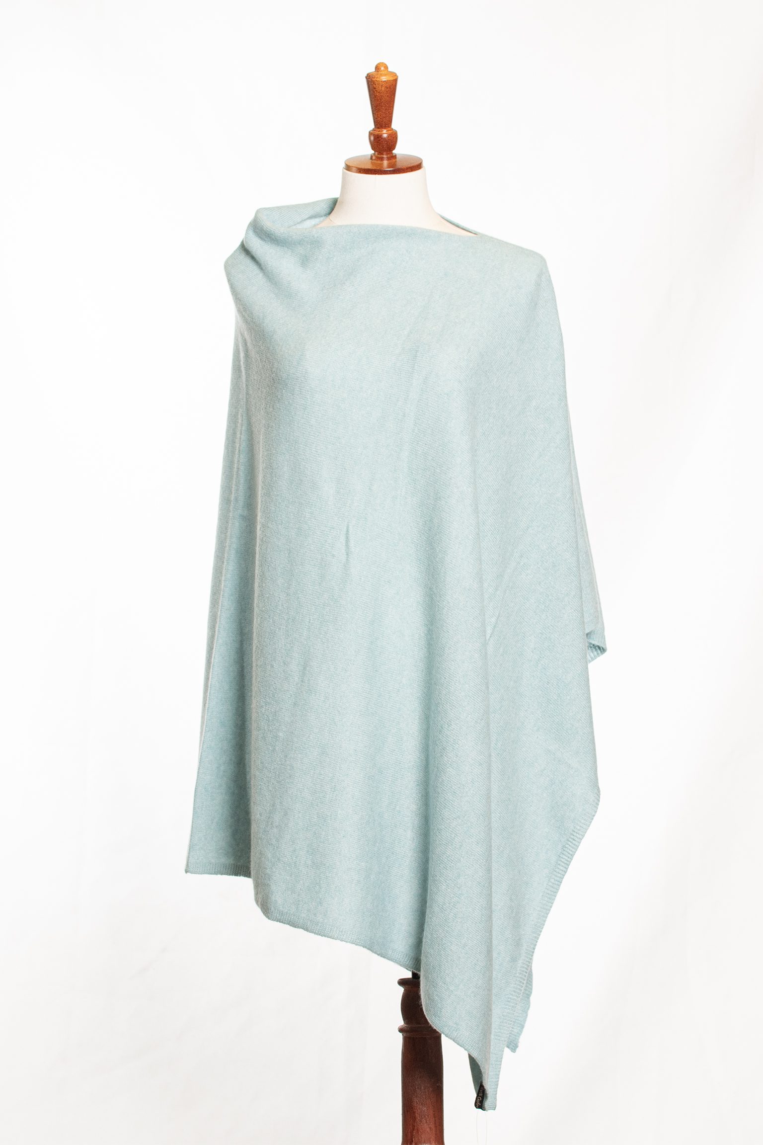 Frosted Mint Cashmere-Blend Poncho
