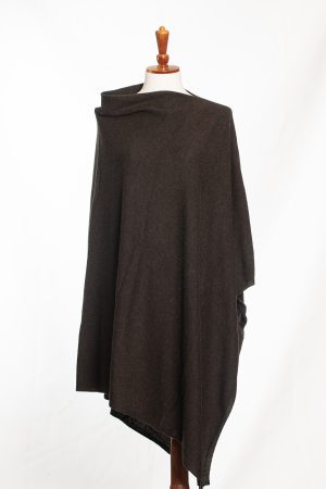 Espresso Cashmere-Blend Poncho