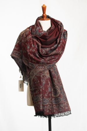 Majestic Ruby Paisley Pashmina