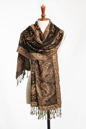Golden Noir Paisley Shawl