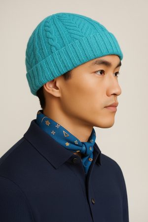 Glacier Teal Cable-Knit Beanie – Vibrant Aqua