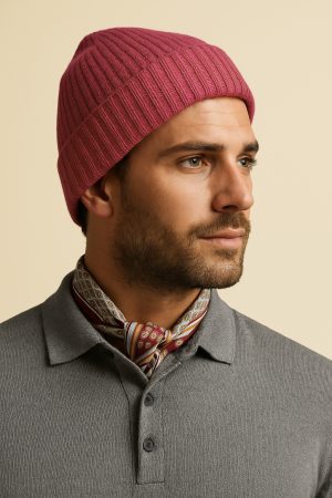 Cranberry Rib-Knit Beanie – Rich Berry Red