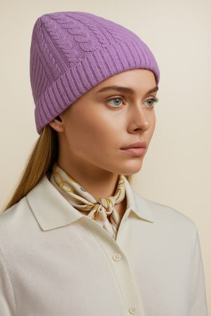 LavenderCable Knit Beanie