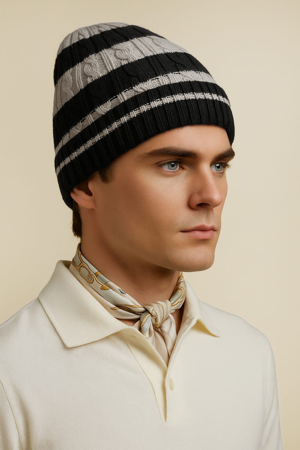 Monochrome Ridge Knit Beanie