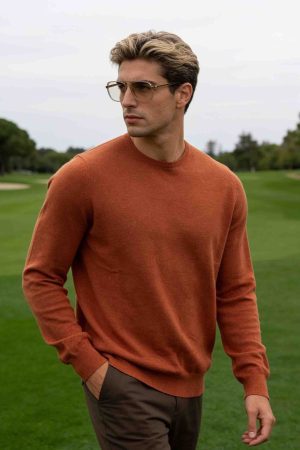 Burnt Amber Classic Crewneck Sweater