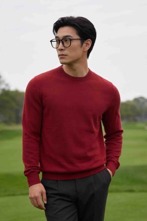 Crimson Red Essential Crewneck Sweater
