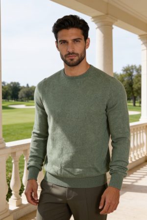 Sage Green Classic Crewneck Sweater