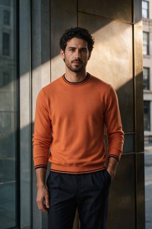 Amber Contrast Trim Crewneck Sweater