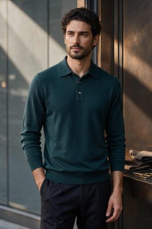 The Highland Forest Merino Long-Sleeve Polo