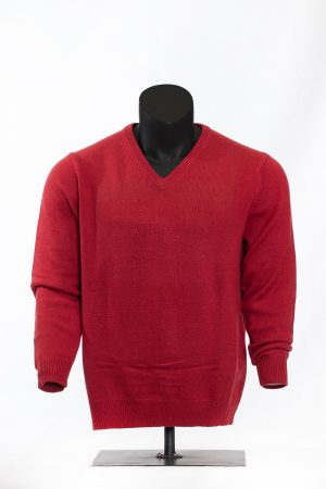 Crimson Edge V-Neck Sweater