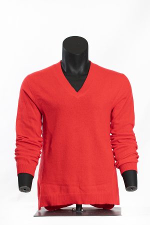 Rust Orange V-Neck Knit Sweater