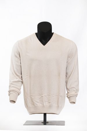 Classic Sandstone V-Neck Sweater