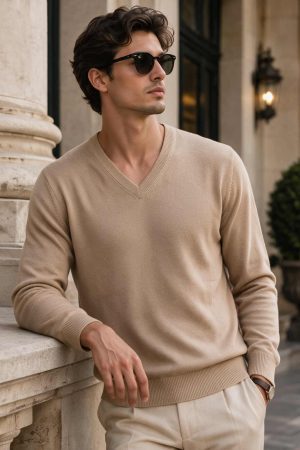 Golden Sand V-Neck Sweater