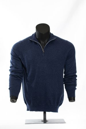 The Indigo Heather Merino-Zip Pullover