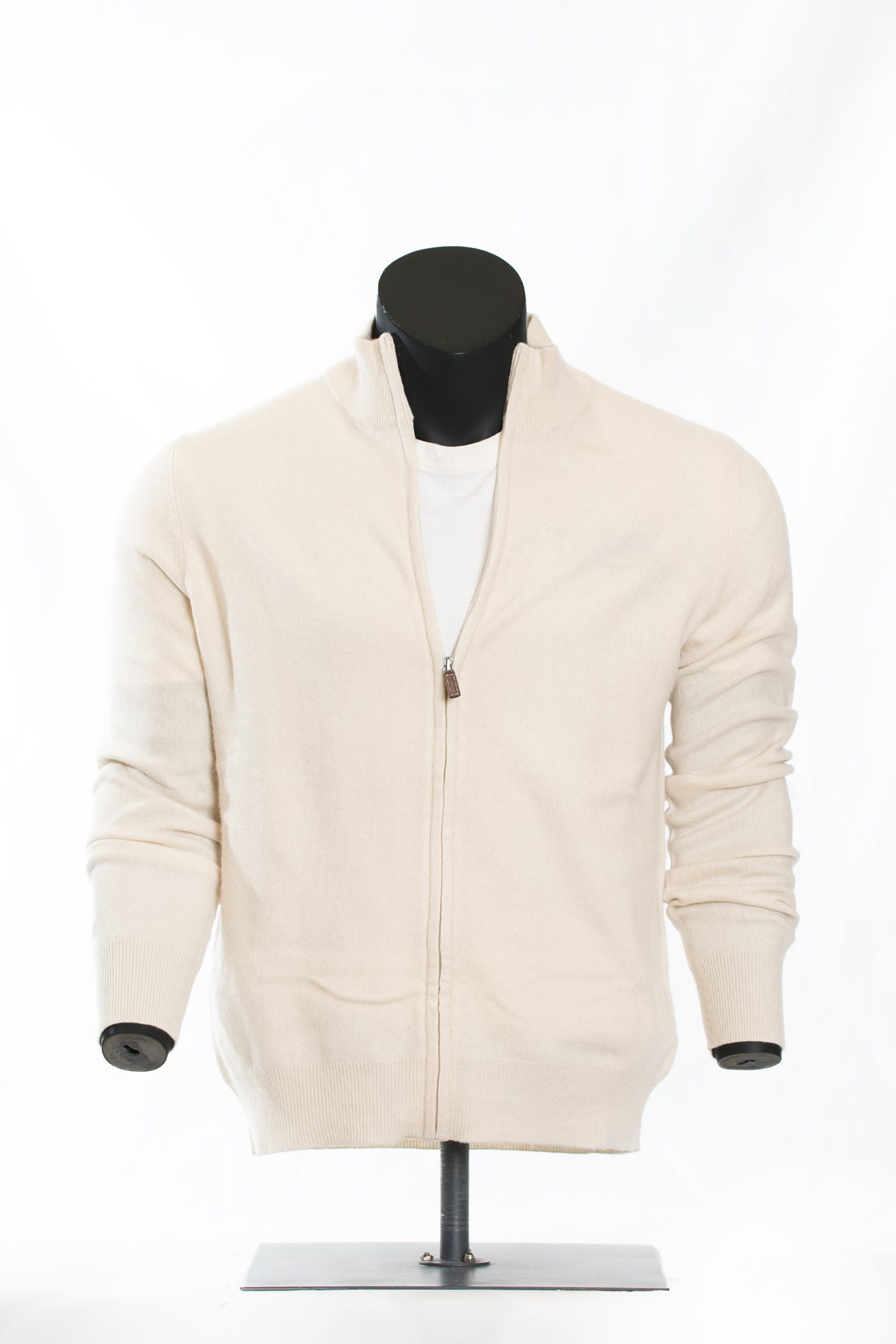 The Ivory Merino Full-Zip Cardigan