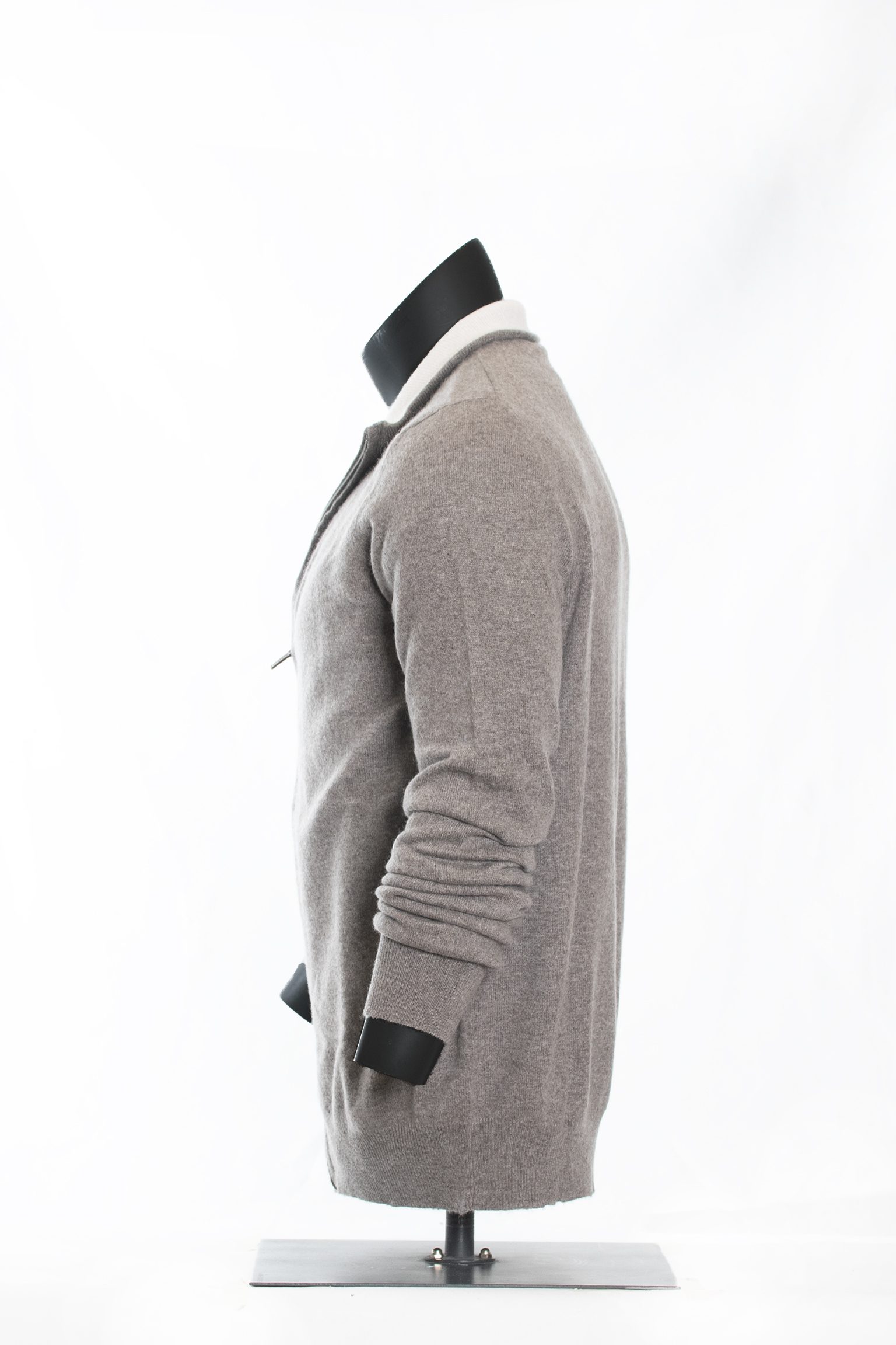 The Heritage Taupe Full-Zip Cashmere Cardigan - Image 4