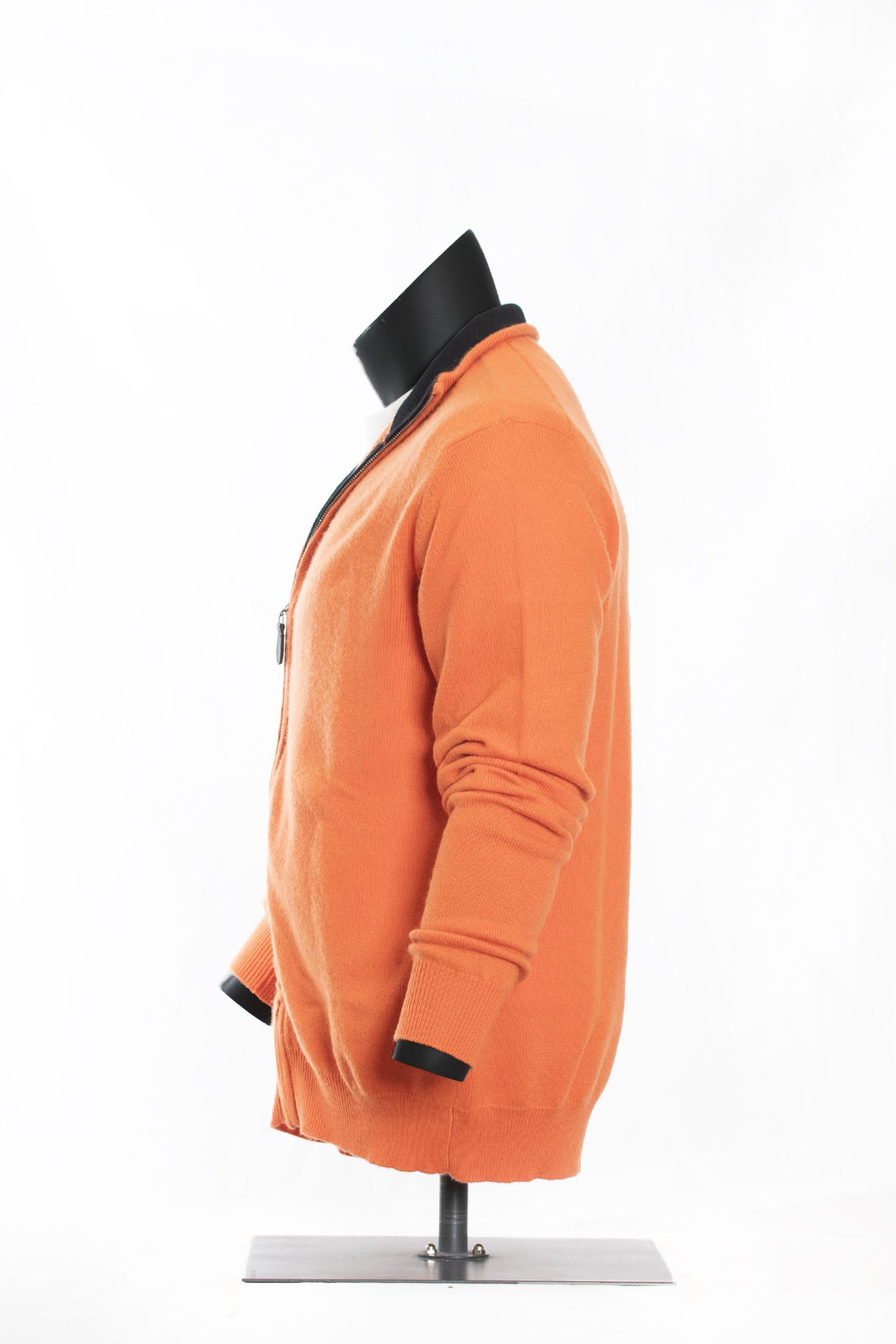 The Heritage Orange Full-Zip Merino Cardigan - Image 4
