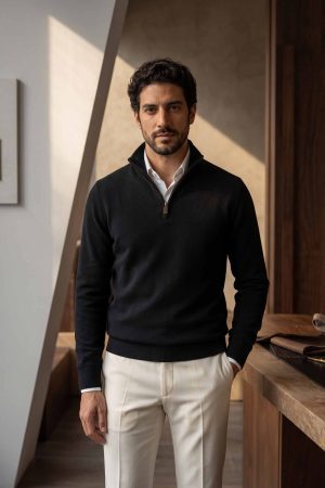 Midnight Luxe Quarter-Zip Knit Sweater