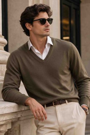 Olive Stone V-Neck Essential