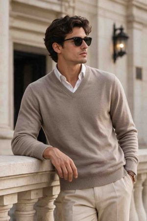 Sahara Beige V-Neck Knit