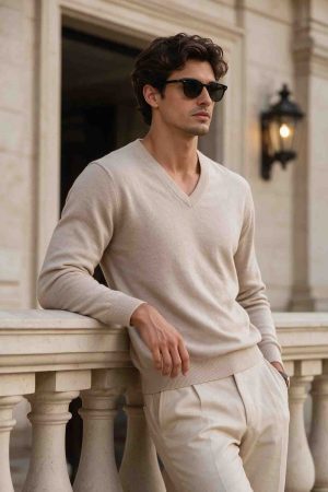 Sandstone Classic V-Neck Sweater