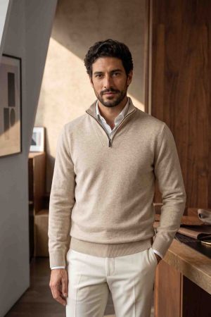The Sandstone Cashmere-Zip Pullover
