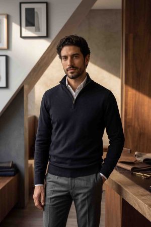 The Midnight Navy Merino-Zip Pullover