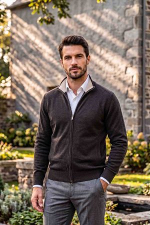 The Heirloom Espresso Full-Zip Merino Cardigan