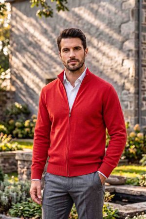 The Crimson Merino Full-Zip Cardigan