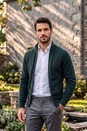 The Heritage Forest Full-Zip Cashmere Cardigan