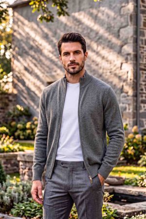 The Heritage Dove Grey Full-Zip Cardigan