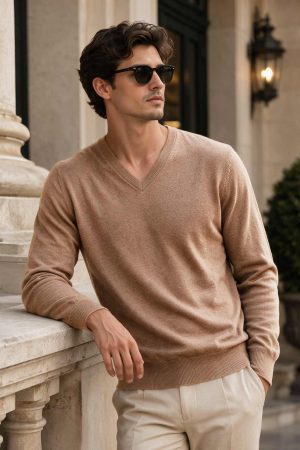 Chestnut Classic V-Neck Sweater