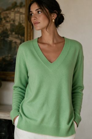 Fresh Mint V-Neck Knit Sweater