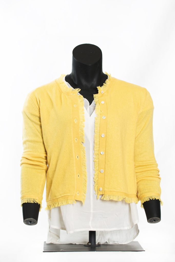 Sunshine Yellow Frayed-Edge Cashmere Cardigan