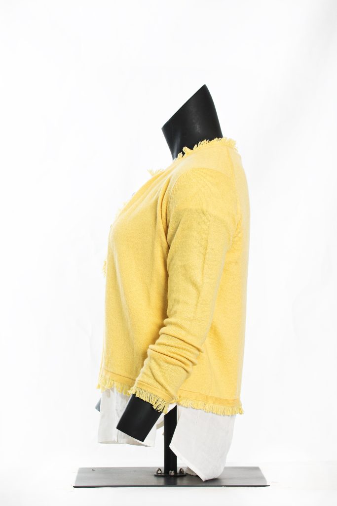 Sunshine Yellow Frayed-Edge Cashmere Cardigan