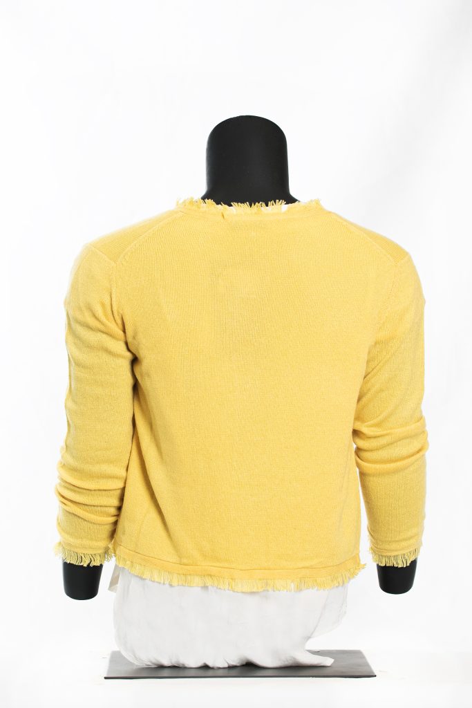 Sunshine Yellow Frayed-Edge Cashmere Cardigan