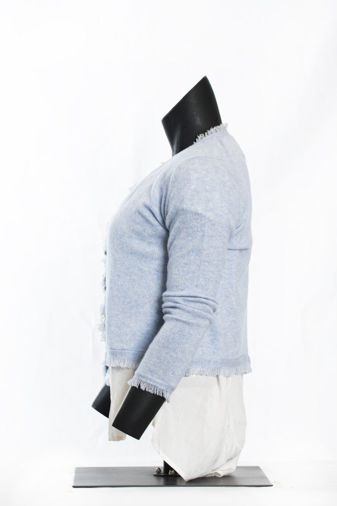 Powder Blue Frayed-Edge Cashmere Cardigan