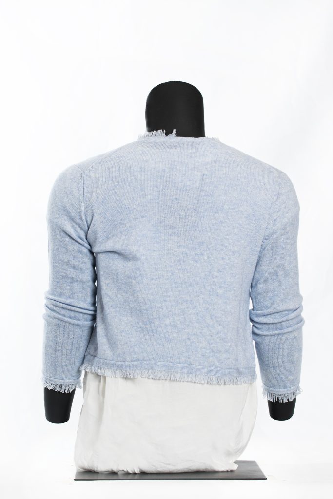 Powder Blue Frayed-Edge Cashmere Cardigan