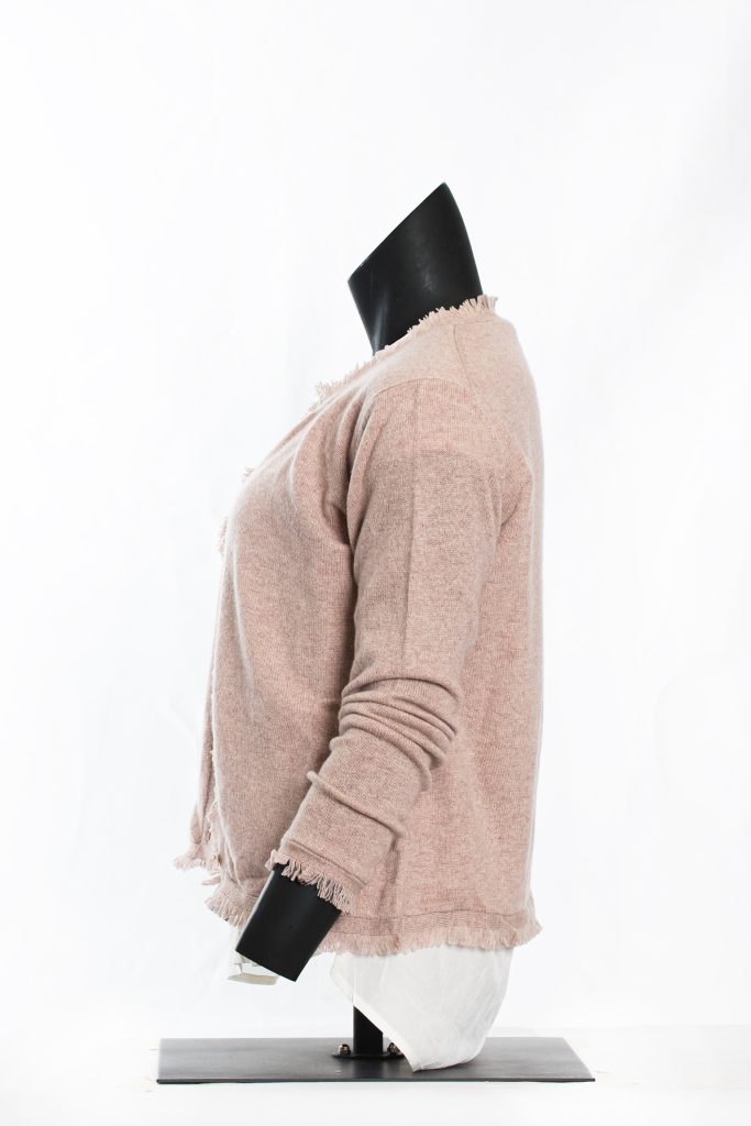 Blush Rose Frayed-Edge Cashmere Cardigan