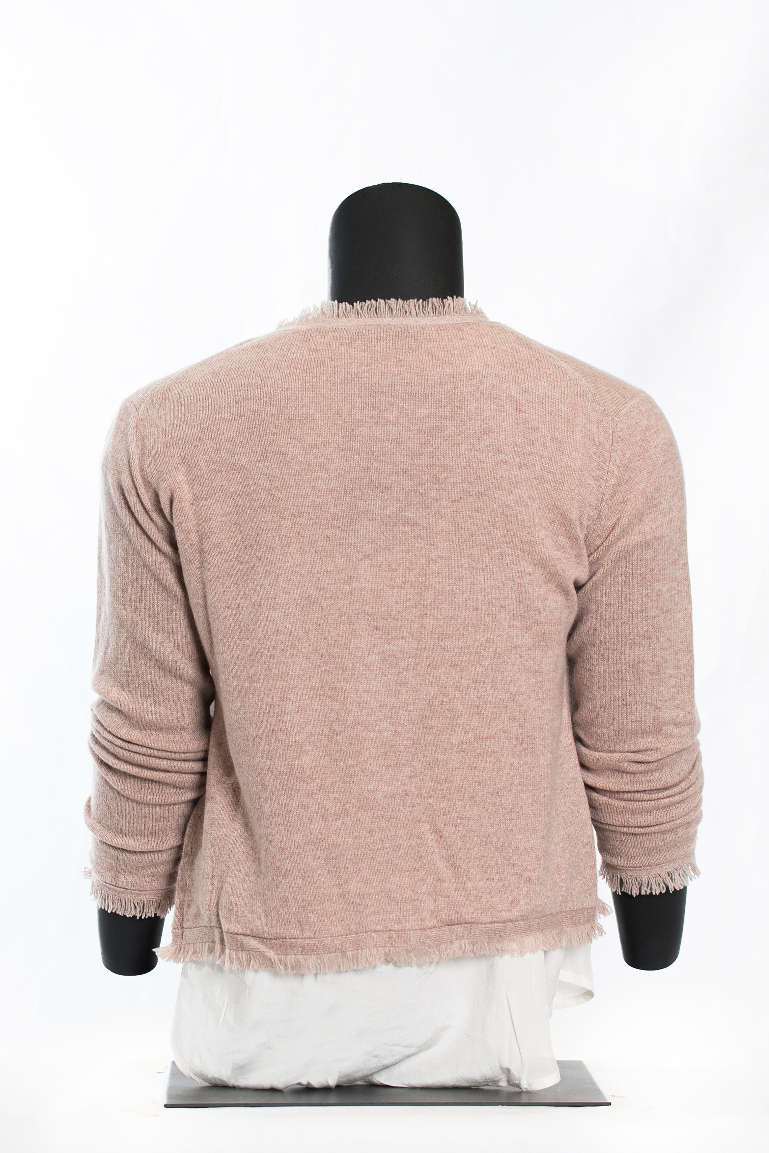 Blush Rose Frayed-Edge Cashmere Cardigan - Image 3