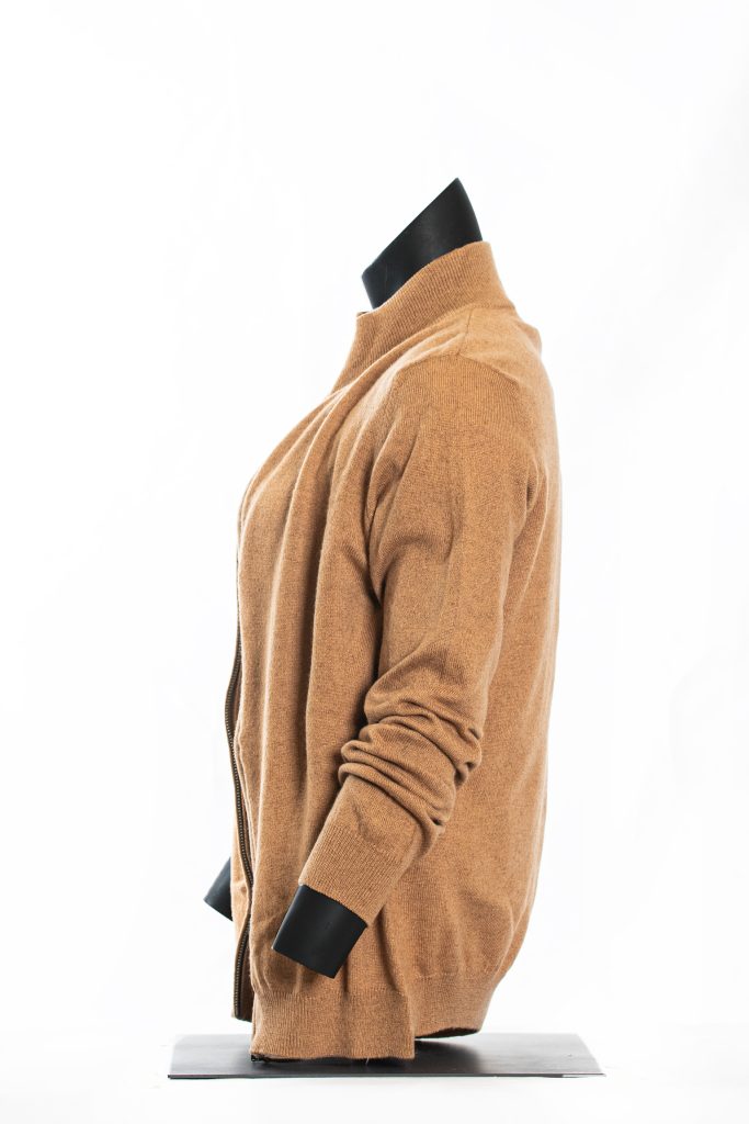 Camel Full-Zip Cashmere Cardigan