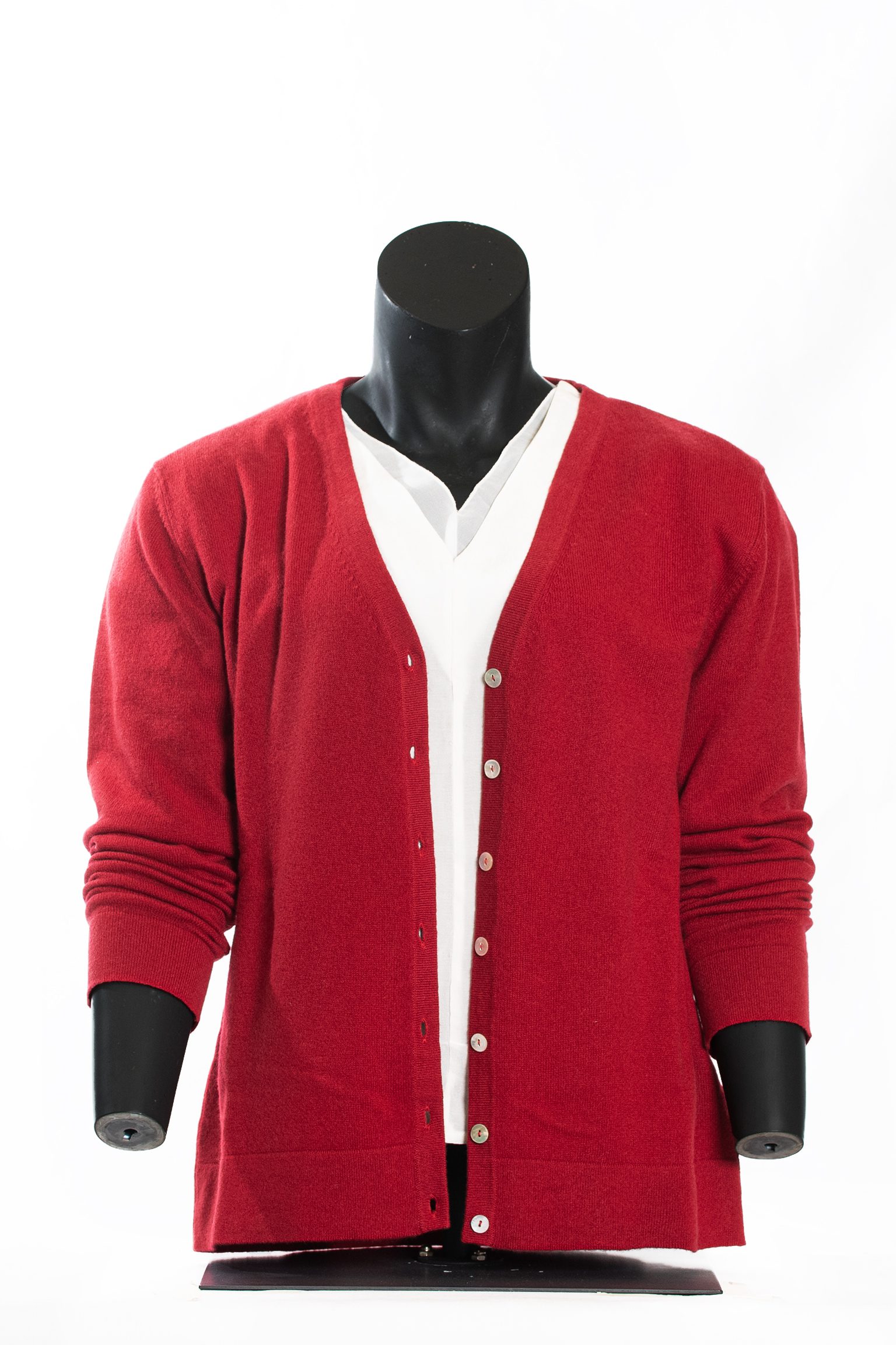 Ruby Red V-Neck Cashmere Cardigan