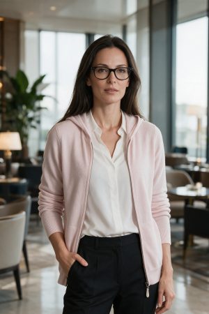 Blush Pink Full-Zip Cashmere Hoodie