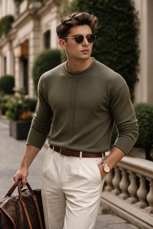 Olive Green Roll Neck Sweater