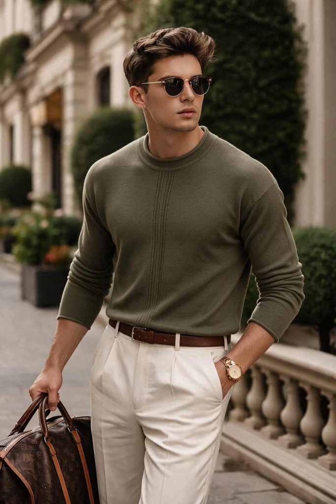 Olive Green Roll Neck Sweater