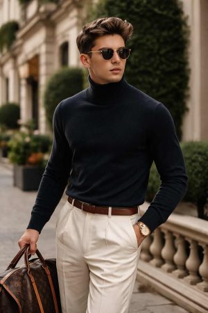 Midnight Black Roll Neck Sweater